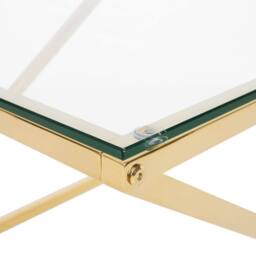 Wyld and Coco Home Gold-Tone Steel Frame Coffee Table 60 x 60 cm Square Glass Top in Gold - thumbnail 5