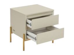 Vente-unique Bedside Table With 2 Drawers - MDF & Metal - Beige & Gold - KORASA - thumbnail 7