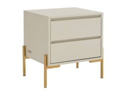 Vente-unique Bedside Table With 2 Drawers - MDF & Metal - Beige & Gold - KORASA - thumbnail 5