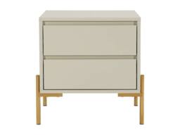Vente-unique Bedside Table With 2 Drawers - MDF & Metal - Beige & Gold - KORASA - thumbnail 6