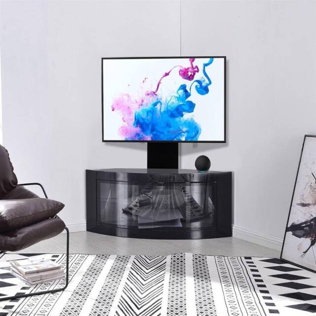 "Centurion Supports PANGEA Tru-Corner Flat Screen 32""-55"" TV Cabinet with Mounting Arm in Black" - image 1