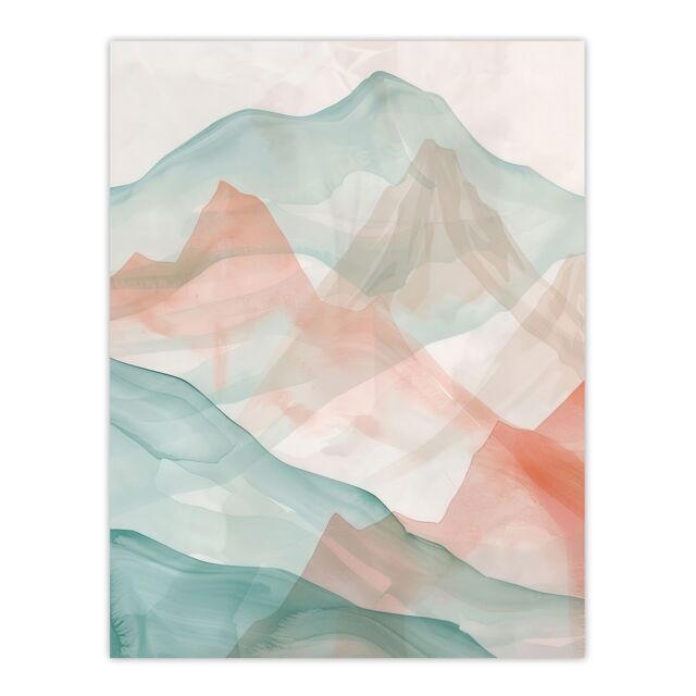 "Artery8 Abstract Mont Blanc Mountain Hills Watercolour Wall Art Print - Size: W18"" x H24""" - image 1