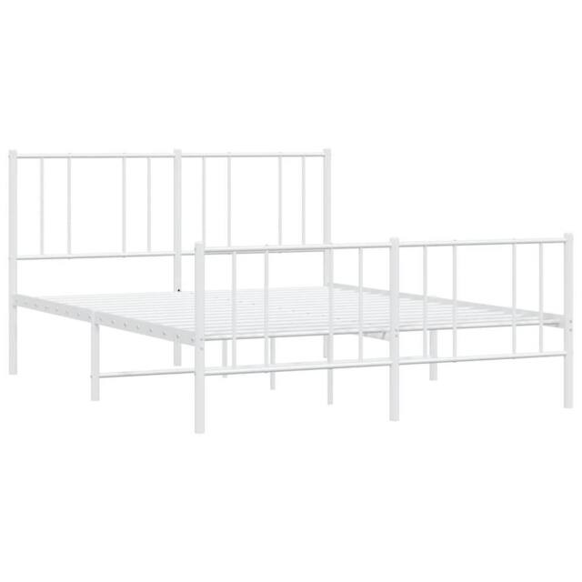 Berkfield Home Metal Bed Frame with Headboard & Footboard White 140x200 cm - image 1