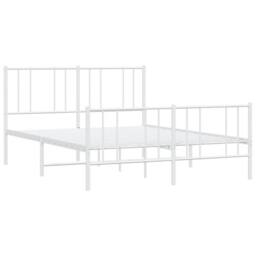 Berkfield Home Metal Bed Frame with Headboard & Footboard White 140x200 cm - thumbnail 1