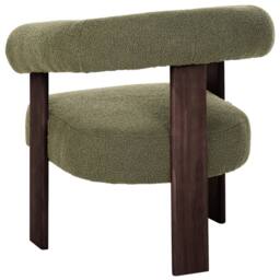 Wyld and Coco Boucle Armchair Green Upholstery and Dark Brown Retro Wooden Legs - thumbnail 6