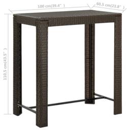 Berkfield Home Garden Bar Table Brown 100x60.5x110.5 cm Poly Rattan - thumbnail 6
