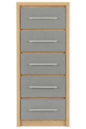 Seconique Seville 5 Drawer Narrow Chest in Grey - thumbnail 2