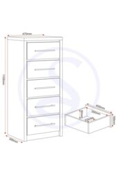 Seconique Seville 5 Drawer Narrow Chest in Grey - thumbnail 6