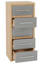 Seconique Seville 5 Drawer Narrow Chest in Grey - thumbnail 3