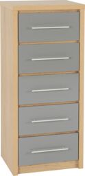 Seconique Seville 5 Drawer Narrow Chest in Grey - thumbnail 8