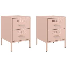 Berkfield Home Durable Bedside Cabinets 2 pcs Pink 36x39x50.5 cm Steel - thumbnail 3