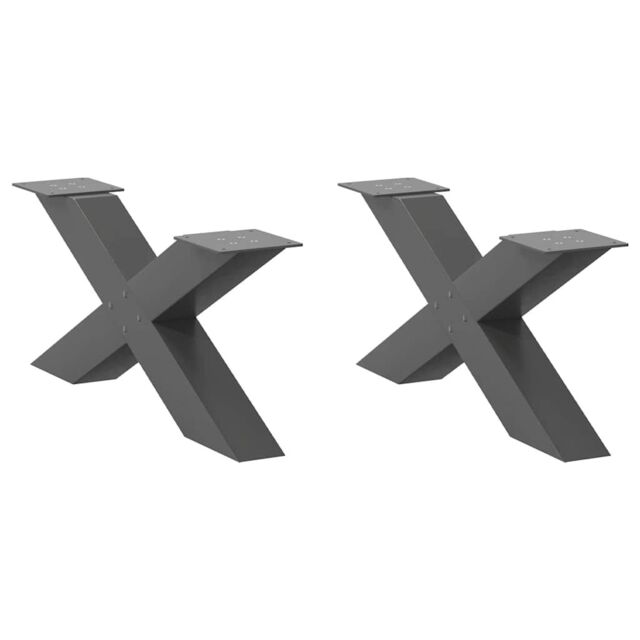 Berkfield Home Coffee Table Legs X-Shaped 2 pcs Anthracite 70x(30-31) cm Steel in Black - image 1