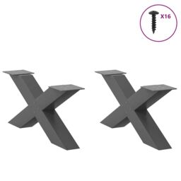 Berkfield Home Coffee Table Legs X-Shaped 2 pcs Anthracite 70x(30-31) cm Steel in Black - thumbnail 3