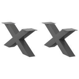 Berkfield Home Coffee Table Legs X-Shaped 2 pcs Anthracite 70x(30-31) cm Steel in Black - thumbnail 1