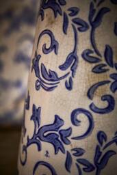 Dibor Set of 2 Luxury Solene Blue Botanical Home Decor Pitcher Jug in Cream - Size: Large - thumbnail 3