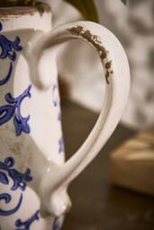Dibor Set of 2 Luxury Solene Blue Botanical Home Decor Pitcher Jug in Cream - Size: Large - thumbnail 4