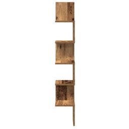 Berkfield Home Wall Corner Shelf Old Wood 20x20x127.5 cm Engineered Wood in Brown - thumbnail 4