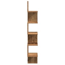 Berkfield Home Wall Corner Shelf Old Wood 20x20x127.5 cm Engineered Wood in Brown - thumbnail 5
