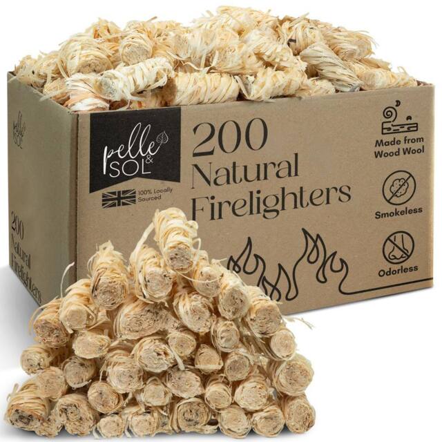 Pelle & Sol Natural Firelighters 200 Pack Wood Wool Fire Starters in Brown - image 1