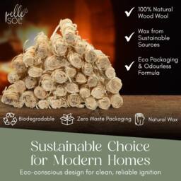 Pelle & Sol Natural Firelighters 200 Pack Wood Wool Fire Starters in Brown - thumbnail 6