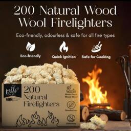 Pelle & Sol Natural Firelighters 200 Pack Wood Wool Fire Starters in Brown - thumbnail 2