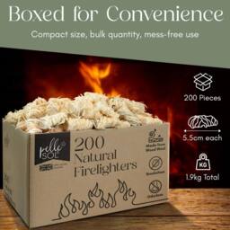 Pelle & Sol Natural Firelighters 200 Pack Wood Wool Fire Starters in Brown - thumbnail 7
