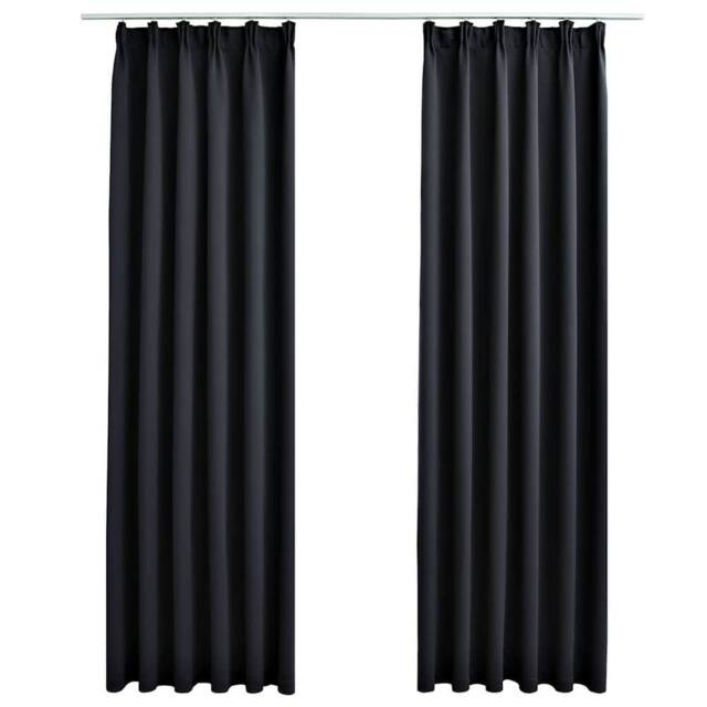 Berkfield Home Blackout Curtains with Hooks 2 pcs Black 140x225 cm - image 1
