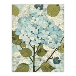 "Artery8 Blue Hydrangea Flowers Artwork Bouquet Floral Wall Art Print - Size: W24"" x H32""" - thumbnail 1