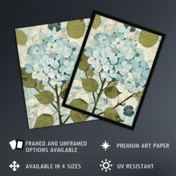 "Artery8 Blue Hydrangea Flowers Artwork Bouquet Floral Wall Art Print - Size: W24"" x H32""" - thumbnail 2