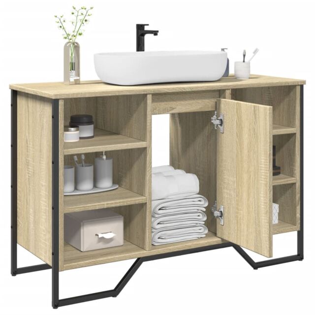 Berkfield Home Bathroom Sink Cabinet Sonoma Oak 91x35x60 cm Engineered Wood - Size: 91 x 35 x 60 cm - image 1