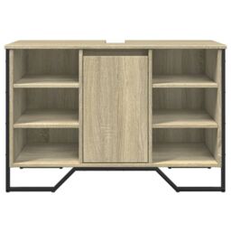 Berkfield Home Bathroom Sink Cabinet Sonoma Oak 91x35x60 cm Engineered Wood - Size: 91 x 35 x 60 cm - thumbnail 4