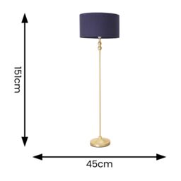ValueLights Maggie Gold Metal Candlestick Floor Lamp with Fabric Lamp Shade in Navy - thumbnail 6