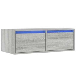 Berkfield Home TV Cabinet with LED Lights Grey Sonoma 75x35.5x25 cm - thumbnail 3