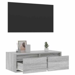 Berkfield Home TV Cabinet with LED Lights Grey Sonoma 75x35.5x25 cm - thumbnail 5