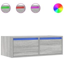 Berkfield Home TV Cabinet with LED Lights Grey Sonoma 75x35.5x25 cm - thumbnail 2