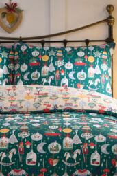 Fusion 'Christmas Ornaments' Festive Print Duvet Cover Set in Green - Size: King - thumbnail 2