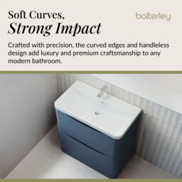 Balterley Floor Standing 2 Drawer Bathroom Vanity Unit & Basin, Blue, 755mm in Blue - thumbnail 6