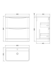 Balterley Floor Standing 2 Drawer Bathroom Vanity Unit & Basin, Blue, 755mm in Blue - thumbnail 8