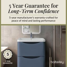 Balterley Floor Standing 2 Drawer Bathroom Vanity Unit & Basin, Blue, 755mm in Blue - thumbnail 4