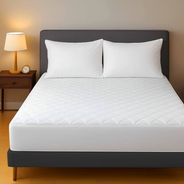 Grace Luxury Quilted Mattress Protector with Deep Pocket in White - Size: Double Fitted - image 1