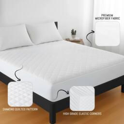 Grace Luxury Quilted Mattress Protector with Deep Pocket in White - Size: Double Fitted - thumbnail 6
