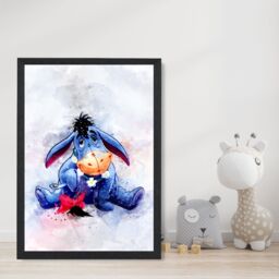ARTZE Eeyore Watercolour Winnie the Pooh Art Print with Black Frame SIZE: A3 in Purple - Size: A4
