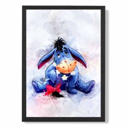 ARTZE Eeyore Watercolour Winnie the Pooh Art Print with Black Frame SIZE: A3 in Purple - Size: A4 - thumbnail 2