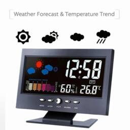 NESTLUNE Multifunctional Weather Station Digital Alarm Clock in Black - Size: 100 cm x 15 cm - thumbnail 5