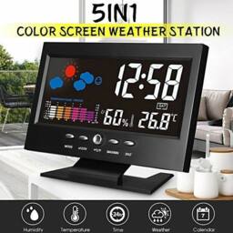NESTLUNE Multifunctional Weather Station Digital Alarm Clock in Black - Size: 100 cm x 15 cm - thumbnail 3