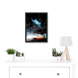 Artery8 Plate Gas Metal Arc Welding Welder Sparks Photo Artwork Framed Wall Art Print A4 in Black - thumbnail 2