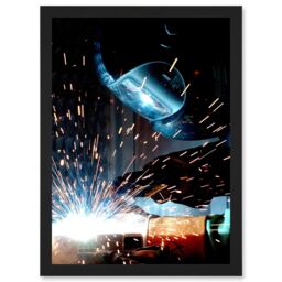 Artery8 Plate Gas Metal Arc Welding Welder Sparks Photo Artwork Framed Wall Art Print A4 in Black - thumbnail 1
