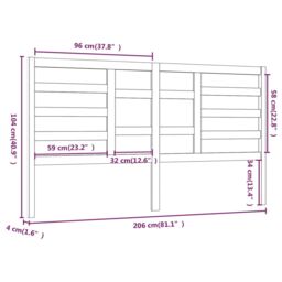 Berkfield Home Bed Headboard Grey 206x4x104 cm Solid Wood Pine - Size: 206 x 4 x 104 cm - thumbnail 6