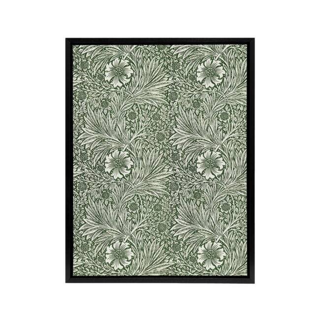 "Artery8 Marigold Flower Green Pattern Framed Canvas Wall Art Print W. Morris - Size: W12"" x H16""" - image 1