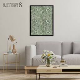 "Artery8 Marigold Flower Green Pattern Framed Canvas Wall Art Print W. Morris - Size: W12"" x H16""" - thumbnail 3